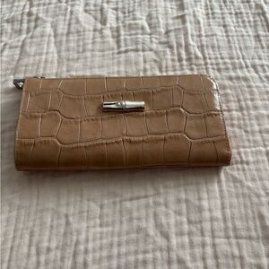Longchamp Vintage Tan Crocodile Wallet/ Clutch